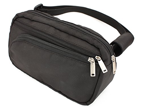 BeSafeBags by DayMakers HipSafe Anti-Theft RFID Security Waist Pack w/Organizer, Large, Black Ballistic Polyester