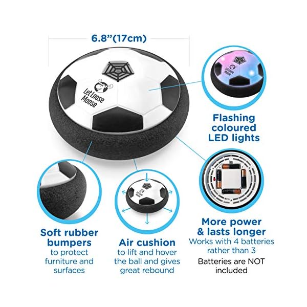 Let Loose Moose Hover Ball – Light Up Indoor Football 2 Pack w/ Foam Bumpers for 3-12 Year Old Boys and Girls – Games…