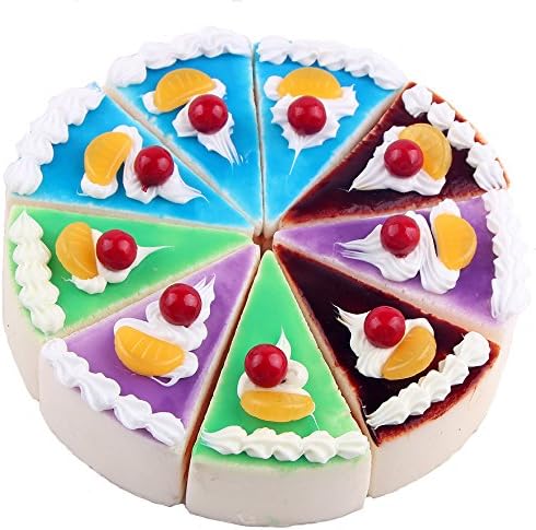 Dream Travel Pack of 9 Simulation Cream Triangle Small Cake Artificial Fake Cake Model Desert Food Kids Toy Home Kitchen Party Decoration Cake Shop Store Market Display Photography Props Color Random