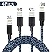 iPhone Cable,XUZOU Lightning Cable 4Pack 3FT 6FT 6FT 10FT to USB Syncing and Charging Cable Data Nylon Cord for iPhone 7/7 Plus/6/6 Plus/6s/6sPlus/5/5s/5c/SE and more (Black Blue)