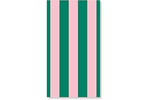 Bonjour Fete Light Pink & Green Cabana Stripe Paper Guest Towels | Disposable, 3-Ply Napkins | Premium Party Supplies & Decor | Holidays, Kids Themed Birthday Parties | Pack of 20, 4.25" x 7.75"