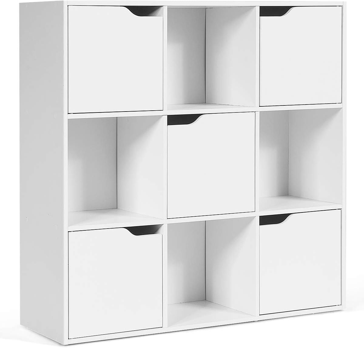 COSTWAY 9 Cube Storage with 5 Cupboard Doors, Modern Wood