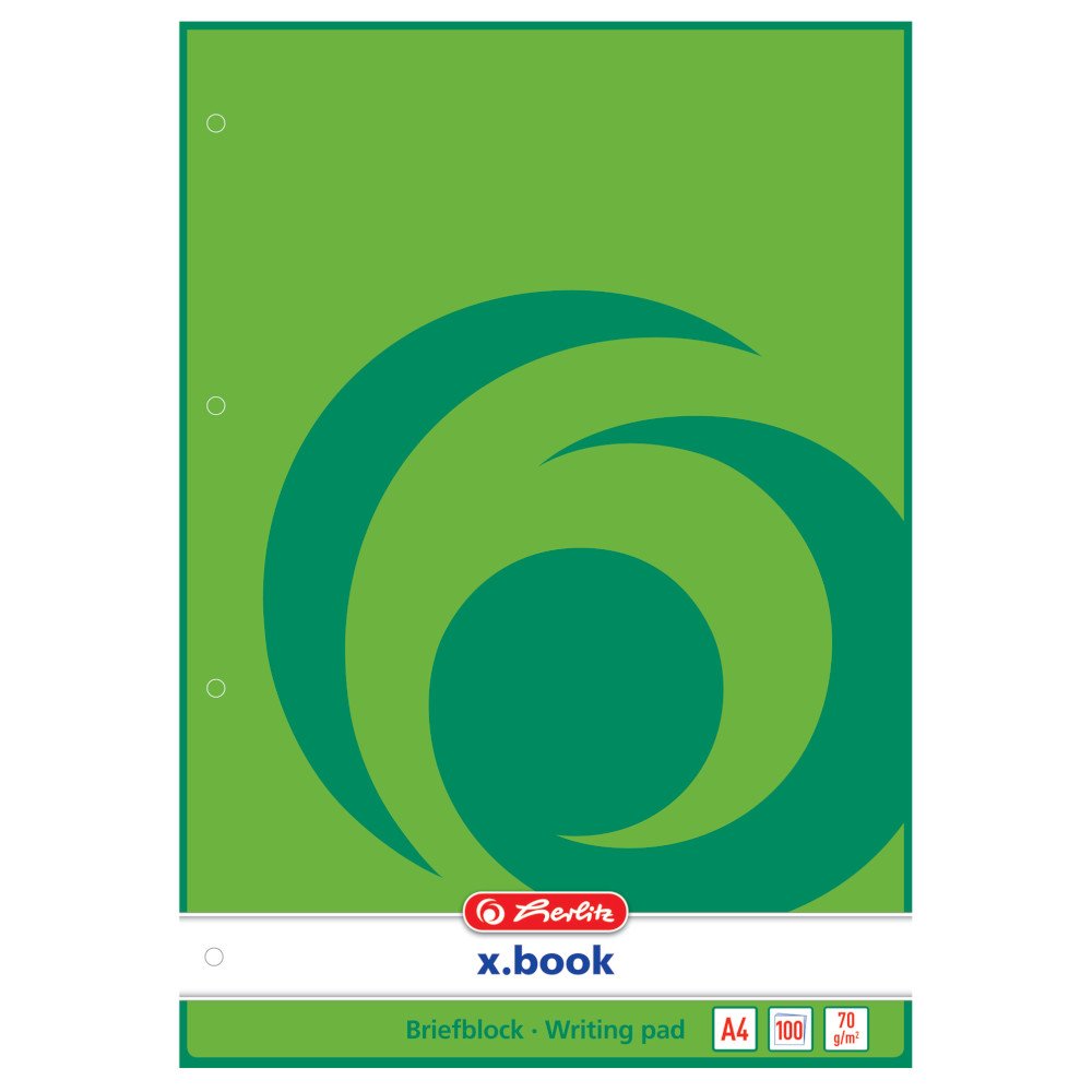 Herlitz A4 Blank Punched Writing Pad (100 Sheets per Pad, Pack of 5)