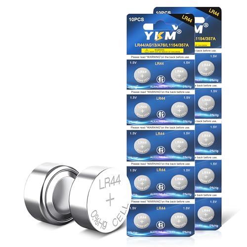 YKM 20 Pack LR44 Batteries AG13 A76 357 LR44h L1154c L1154f 1.5V Alkaline Battery for Digital Caliper Watch Battery
