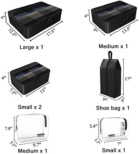 YAMIU Packing Cubes 7-Pcs Travel Organizer Accessories with Shoe Bag and 2 Toiletry Bags(Black) 5 YAMIU Packing Cubes 7-Pcs Travel Organizer Accessories with Shoe Bag and 2 Toiletry Bags(Black)
