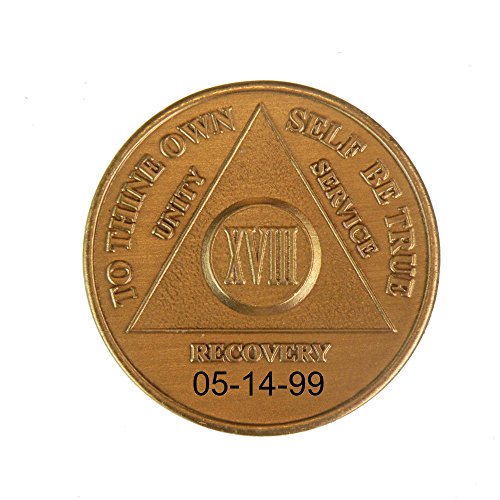 Personalized Custom Engraved 18 Year Antique Bronze AA (Alcoholics Anonymous)-ACA-AL-ANON-Sober-Sobriety-Birthday-Medallion-Coin-Chip-Token