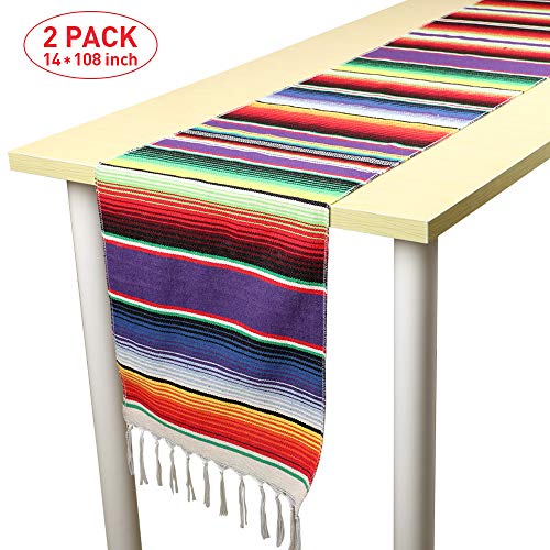 PROXRACER Mexican Table Runner Pack of 2,Mexican Serape Table Runner