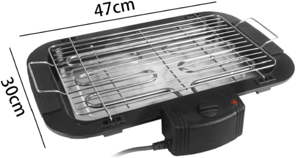 review Barbecue grill, electric grill, indoor and outdoor use, adjustable thermostat, removable drip tray and condiment rack, indoor smoke-free electric grill, fast heating and easy to clean high-power des