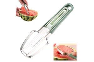 KRUGGO Upgraded 3-in-1 Watermelon Fork Slicer Cutter, 2024 New Stainless Steel Fruit Cutter Watermelon Cutter Fork, Watermelon Fork Fruit Cutting Tool for Home Camping Kitchen Gadgets