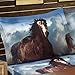 HIG 3D Bed Sheet Set - 4 Piece 3D Running Texas Wild Horse Printed Sheet Set King Size (D06) - Soft, Breathable - Includes 1 Flat Sheet,1 Fitted Sheet,2 Shams