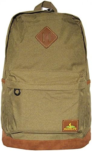 RUGGLIFE Vintage Backpack School Bag Bookbag Military Rucksack Hiking Daypack Casual (Khaki)