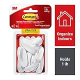 Command Hooks, Holds 1 lb, Indoor Use, Organize Damage-Free (17082-8ES)