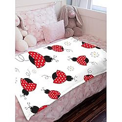 Red Ladybug Cartoon Pattern Blanket Super Soft