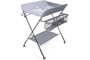 Baby Change Table - diaper changing table, portable changing table, foldable changing Station for Baby with Wheels and Storag
