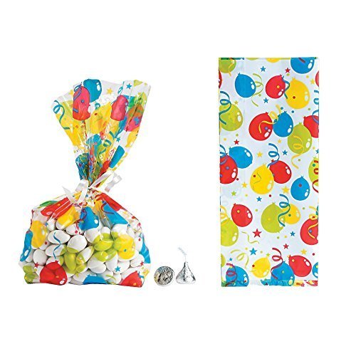 Bright Balloon Cellophane Party Favor Treat Bags - 24 Pieces