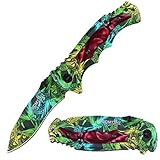 Promithi Camo Pocket Knife Assisted Opening Stainless Steel Blade Hunting Folding Knife Liner Lock Collection Knives 8 Inch