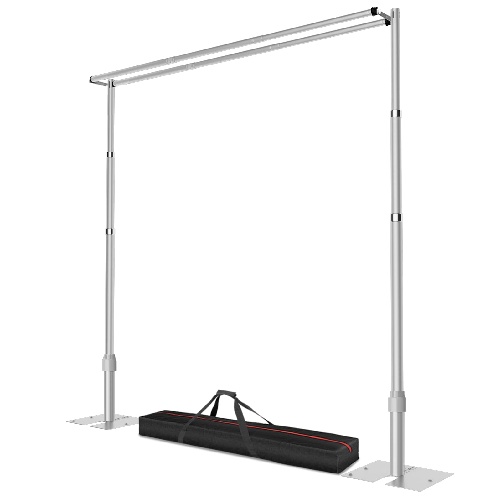 Photo 1 of Qoolfoto 12x10ft Pipe and Drape Backdrop Stand, Double Crossbar, Heavy Duty Adjustable Background Frame with Metal Base for Parties Photography Wedding Photoshoot Decoration