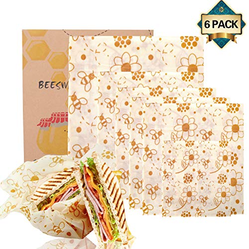 6 Pack Beeswax Wrap Reusable Food Wraps, Sustainable Plastic Free Food Storage, Eco Friendly Food Wraps - 1 Small, 4 Medium, 1 Large - Thumbnail 7