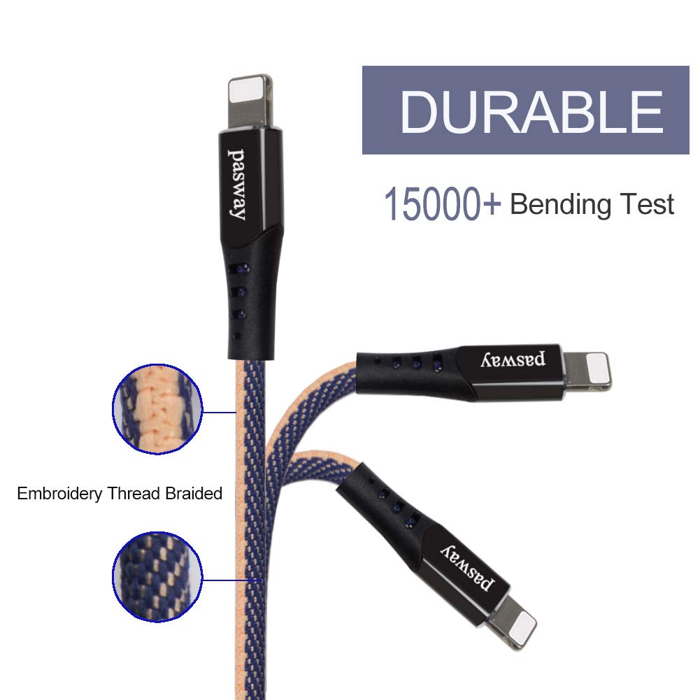 pasway Phone Ladekabel, 4 Stück (0.25+1+2+3M) 3.0A USB Geflochten Aufladen und Sync Schnellladung Kabel Kompatibel mit i Phone XS MAX XR X 8 8 Plus 7 7 Plus 6s 6s Plus 6 6 Plus iPad