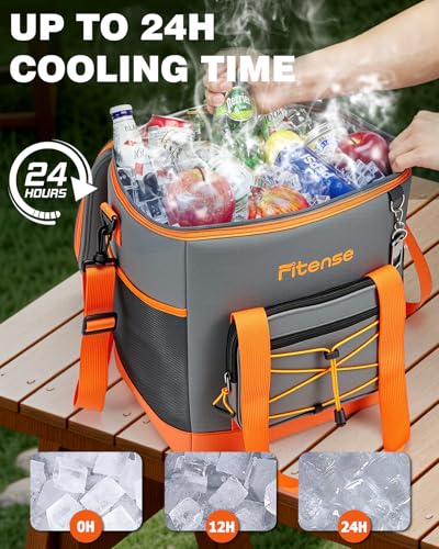 Fitense Insulated Cooler Box for Women Men - 20/33L Collapsible Cool Bag Lunch Box, 4-Layer Leakproof Cooler Bag, Portable Ice Chests Lunch Bag for Beach, Travel, Picnic, Grocery, Kayaking