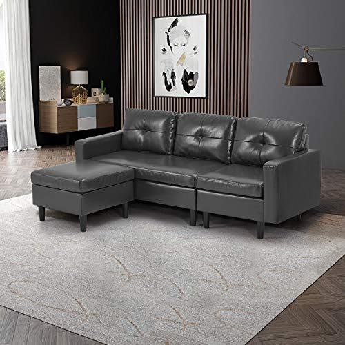 Esright Faux Leather Sectional Sofa Sectional Sofa Couch for Living