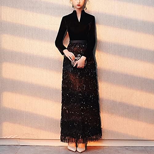 SHYPT Evening Dress Banquet Velour with Stripe Floor-length Long Sleeves  Prom Party Gowns (Color : Black, Size : 14) price in UAE | Amazon UAE |  kanbkam