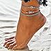 ATIMIGO 2PCS Boho Beach Layered Rope Anklet Bracelet Sunflower Elehant Charm Handmade Foot Jewelry for Women Teen Girls