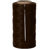 Tenn Well 328Yards 150D 1MM Waxed Thread, Flat Sewing Wax Sail Kit with Needles for Leather DIY Project(Brown)