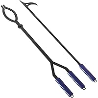 40" Fire Log Tongs Firewood Grabber and Fire Poker Set,Large Fire Pit Tool Outdoor/Indoor Bonfire Campfire Backyard Deck Camp