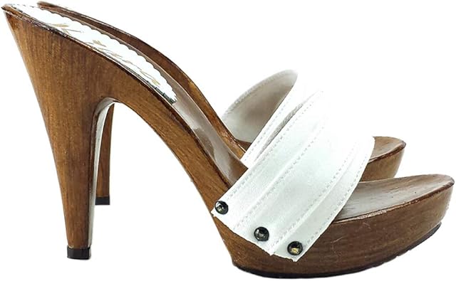 white clogs wooden heel