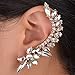 One Piece Oval Crystal Flower Gold Plated Left Cuff Earring Ear Wrap Clip Clear S669K10