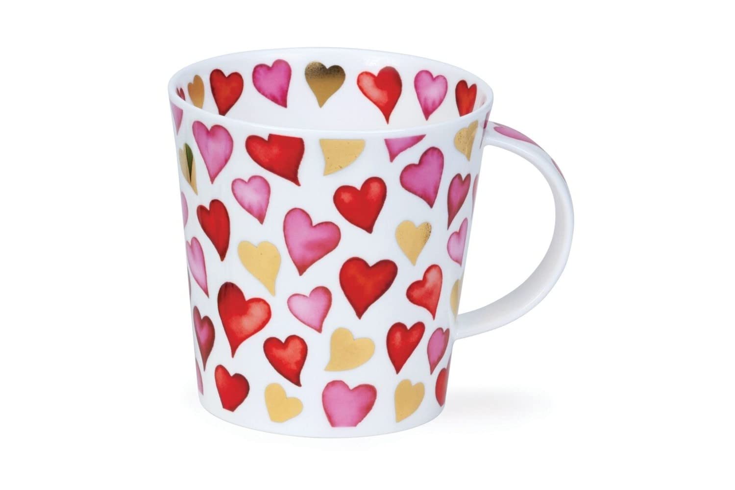 Dunoon Fine Bone China Mug Love Hearts - Made in England (Red)