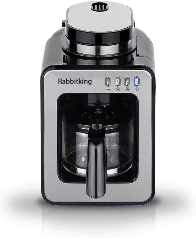 Rabbitking Automatic starter for grinding and brewing with built-in Burr Grinder, black