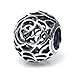 Queenberry Sterling Silver Round Filigree Rose European Bead Charm