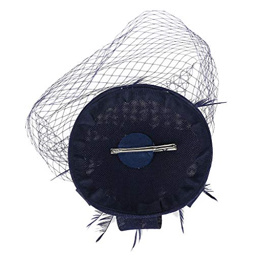 Kinglly Elegant Fascinators Hats 20s 50s Hat Pillbox Hat Cocktail Tea Party Headwear Navy