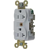 Hubbell HBL5362W Duplex Receptacle, HD Industrial Grade, 20 amp, 125V, 5-20R, White