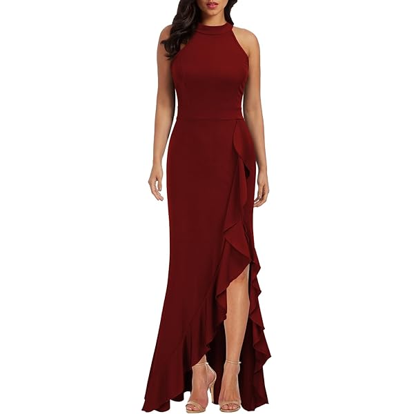 Amazon.com: WOOSEA Women's High Neck Split Bodycon Mermaid Evening Cocktail  Long Dress Green : Clothing, Shoes & Jewelry