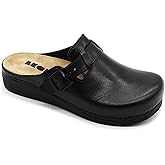 LEON 5000 Leather Slip-on Womens Ladies Mule Clogs Slippers Shoes, Black, EU 37 (6.5M US Women)