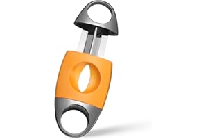 GUEVARA V-Cut Cigar Cutter, Sharp Blade Stainless Steel Cigar Guillotine Scissors for Men (Yellow)