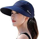 BUDUBIBI Sun Visor Hat for Women, Wide Brim UV Protection Adjustable Ponytail Hat Summer Beach Cap for Outdoor Sports