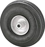 Rocky Mountain Goods Replacement Tire 4.10/3.50-4" - Tire for Hand Truck, Cart, Dolly, Gorilla Cart - 2.25" Offset Hub with Pneumatic 5/8" Ball Bearing - Sawtooth Tread - 400 lb. Load Capacity