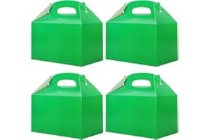 ERWEICET Green Party Favor Treat Boxes 24 PCS Green Candy Cake Gift Box with Handles Snack Goodies Cardboard Boxes for Green Jungle Forest Birthday Party Baby Shower Wedding St. Patrick's Day Party Decoration