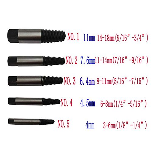 Generic 5pcs / Case HSS Screw Extractor Center Drill Bits Guide Set Broken Damaged Bolt Remover Removal Speed Easy Out Set