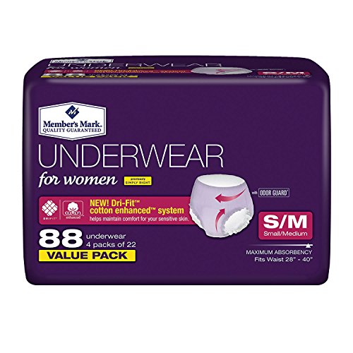 Member's Mark Unisex Protective Underwear Briefs Adult Diaper for Women, Small/Medium 88-Count