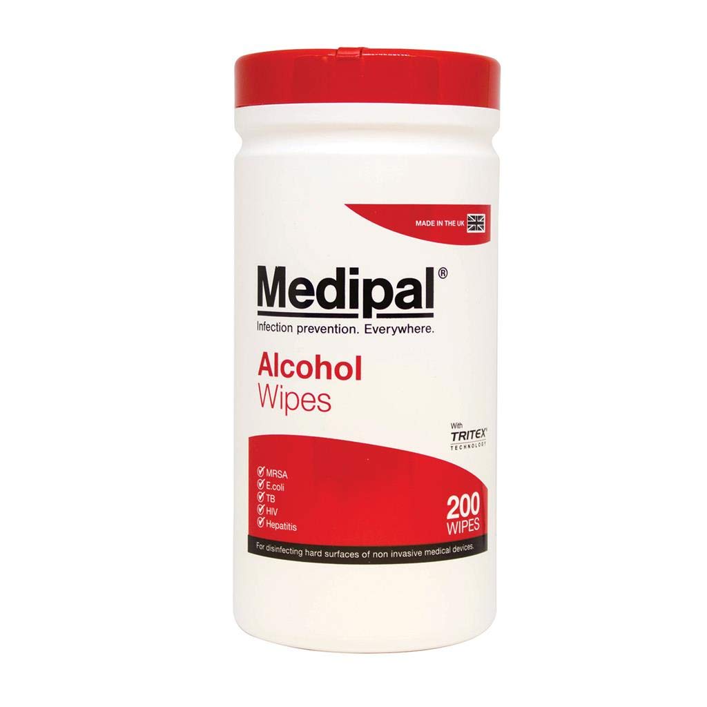 Fleming Medical Medipal Alcohol Wipes, 190mm x 210mm, Pack of 200 Wipes