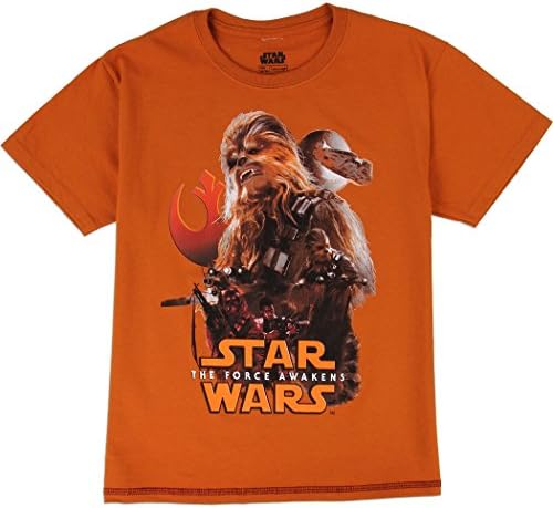 Jerry Leigh Disney Star Wars Chewbacca The Wookie Boys 8-18 Orange T-Shirt The Force Awakens (Medium 10-12)