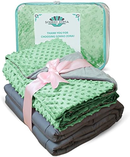 Weighted Blanket Adult Size-For Heavy Stress Relief, Autism, Restless Leg Syndrome &amp; natural calm for anxiety - Mint 48x72" 15 LBS- Blankets made from our best Relaxation Sleep Fabric