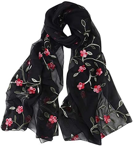 XUANOU Women Embroidery Chiffon Scarf Hijab Wrap Shawls Headband Muslim Hijabs S