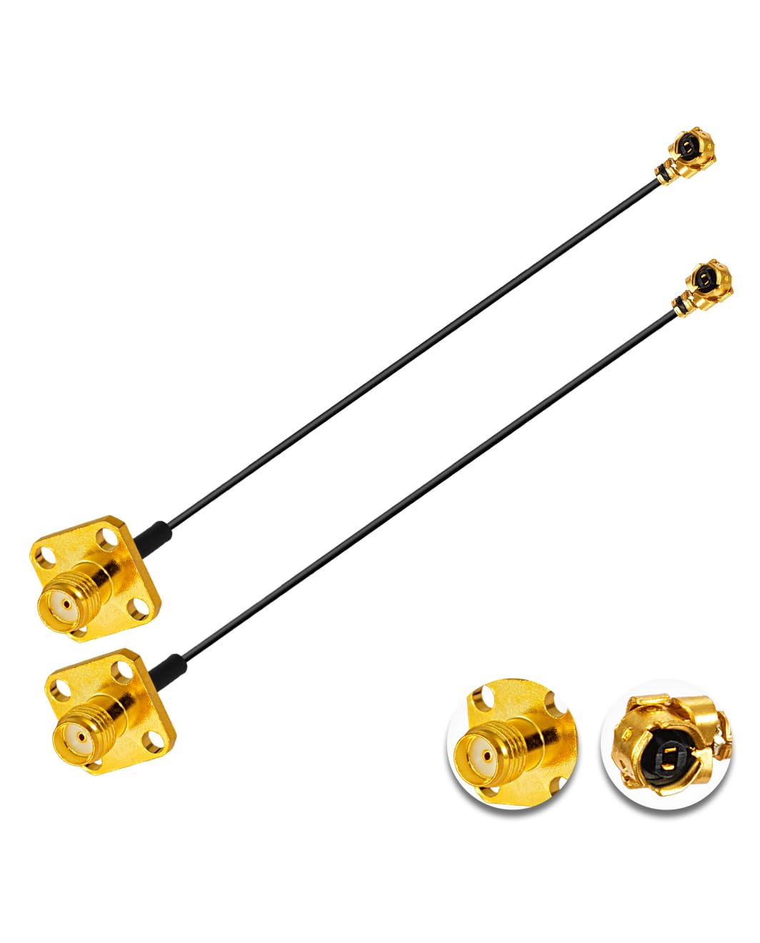 Vecys 2PCS U.F.L1 to SMA Cable U.F.L1 to SMA Female Flange Panel Mount 1.13mm Mini-Coaxial Pigtail Cable 6" /15CM for Wireless Routers Mini PCIE Network Cards PCI Wi-Fi WAN Repeater