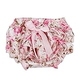 WINOMO Baby Girl Bloomers Diaper Cover Pink Floral Bowknot Ruffle Pants Size S